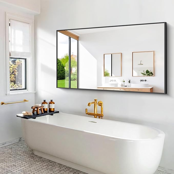 BONEWEI Bathroom Mirror, 60x36 inch Large Wall Mirror - Image 4