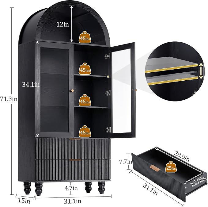 71" Tall Arched Pantry Cabinet - Image 2