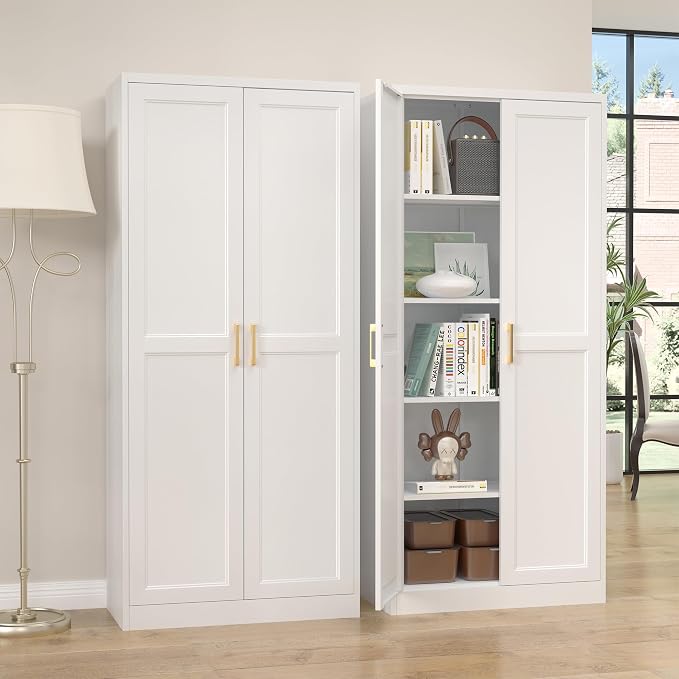 Kitchen Pantry Cabinet, 71”White Metal Pantry Storage Cabinet - Image 8