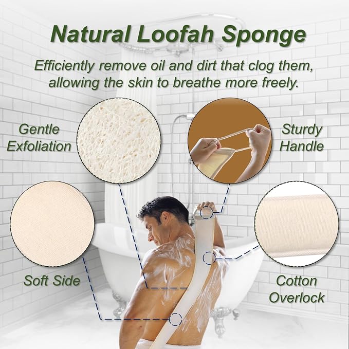 Natural Loofah Sponge, Exfoliating Body Scrubber - Image 3