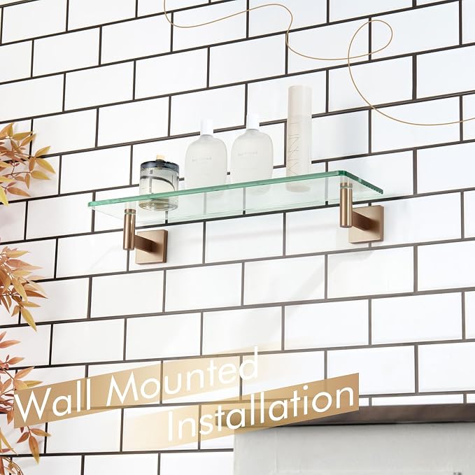 KOKOSIRI Wall Shelves Bathroom Hardware Tempered Glass Floating Shelf Hanging - Image 2