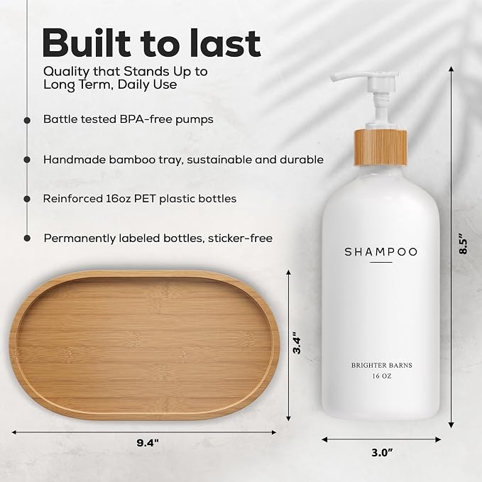 White Shampoo and Conditioner Dispenser Set by Brighter Barns - Image 3