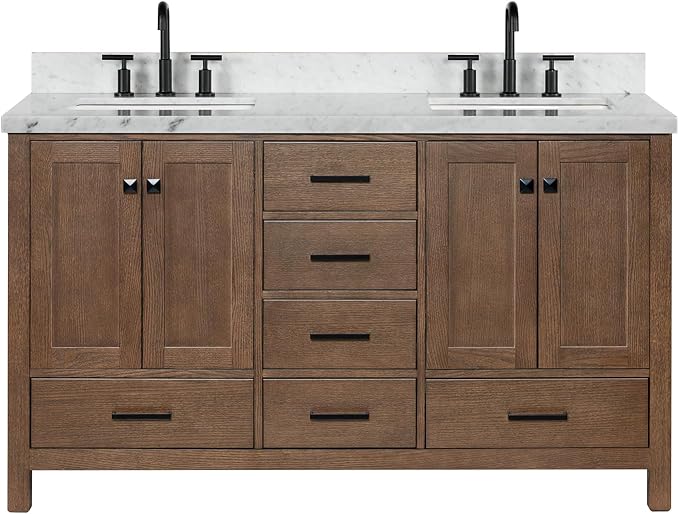 ARIEL Cambridge 61 Inch Double Rectangular Sink Bathroom Vanity - Image 11