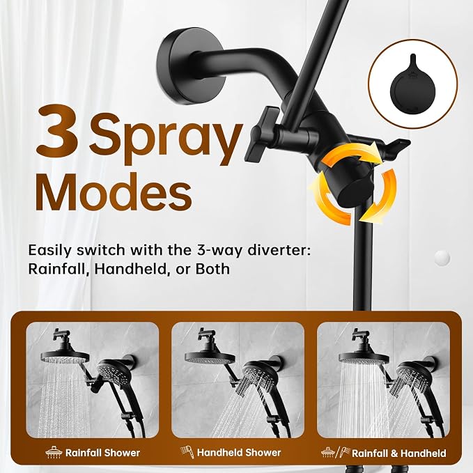 BRIGHT SHOWERS High Pressure Dual Shower Head Combo - Image 5