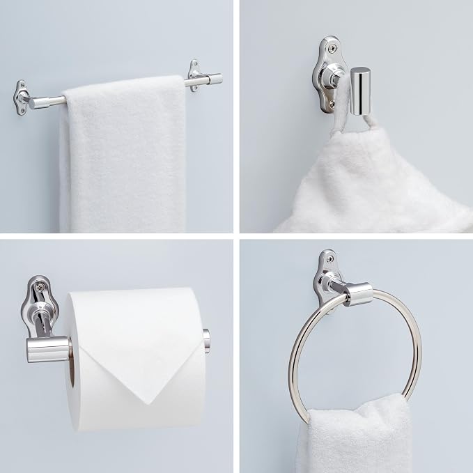 Franklin Brass Calloway 4-Piece Bathroom Set Polished Chrome 18" + 6" Towel Rack - Image 2