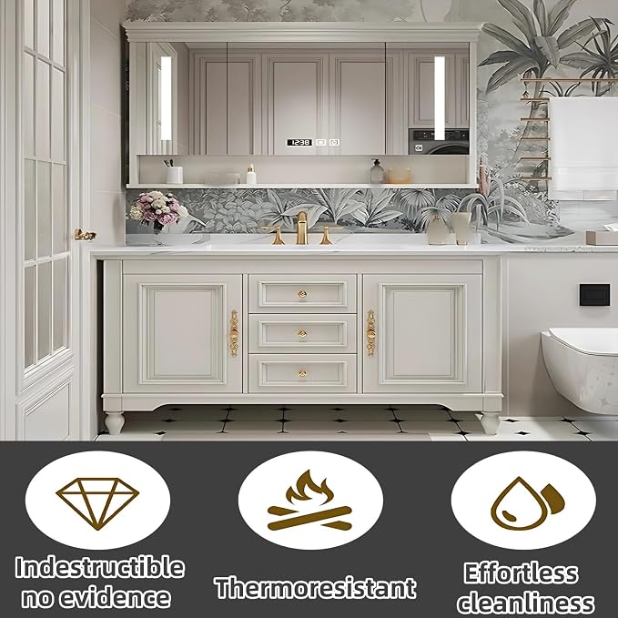 52IN Cream White Bathroom Vanity - Image 7