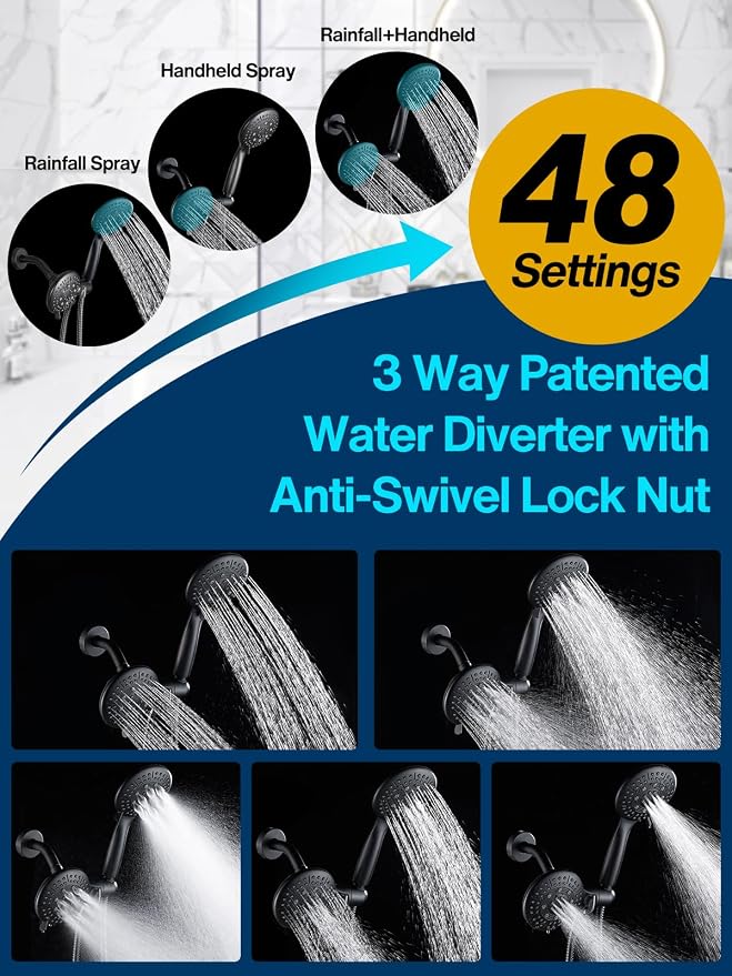 Cobbe Dual Handheld Shower Head Combo, Powerful Water-Saving Shower System 2 in - Image 3
