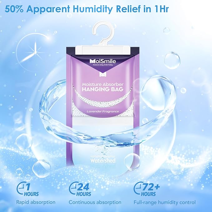 Moisture Absorbers 30 Pack Lavender Fragrance, Hanging Closet Dehumidifier Bags - Image 3
