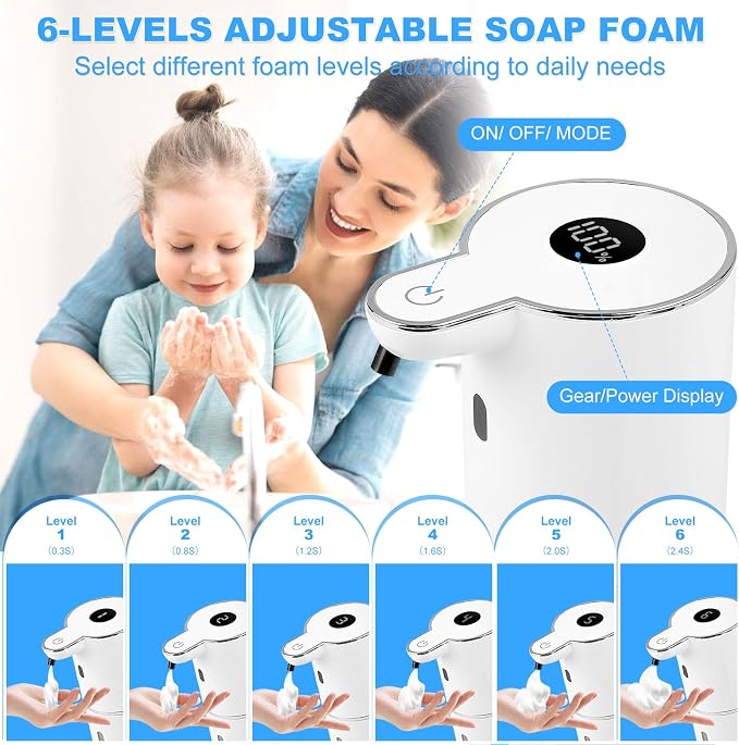 Automatic Soap Dispenser Touchless, Rechargeable Foaming Hand Soap Dispenser - Image 3