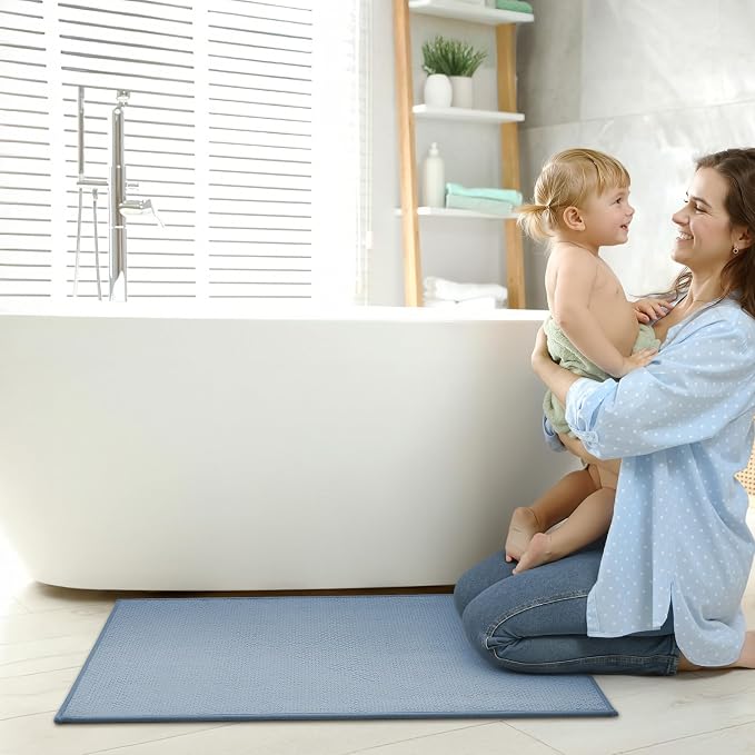 GRANNY SAYS Blue Bathroom Rugs, Soft Chenille Bathroom Mat, Absorbent Bath Mats - Image 8