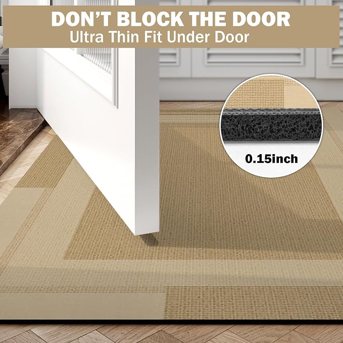 Non Slip Bath Mat, Rubber Backing Ultra Thin Bathroom Rugs Fit Under Door Quick - Image 3