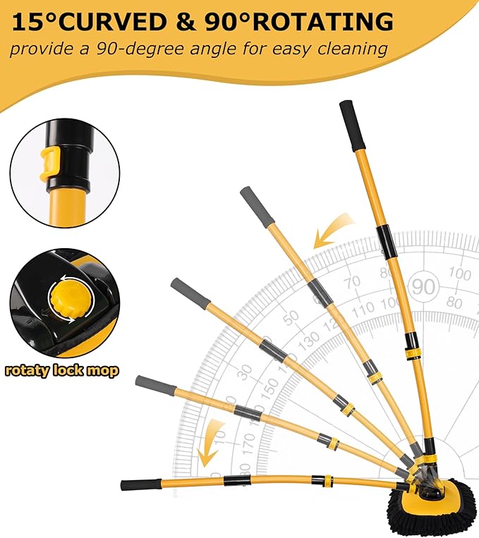 anngrowy 56.7" Car Wash Brush Mop Kit Mitt Sponge - Image 5