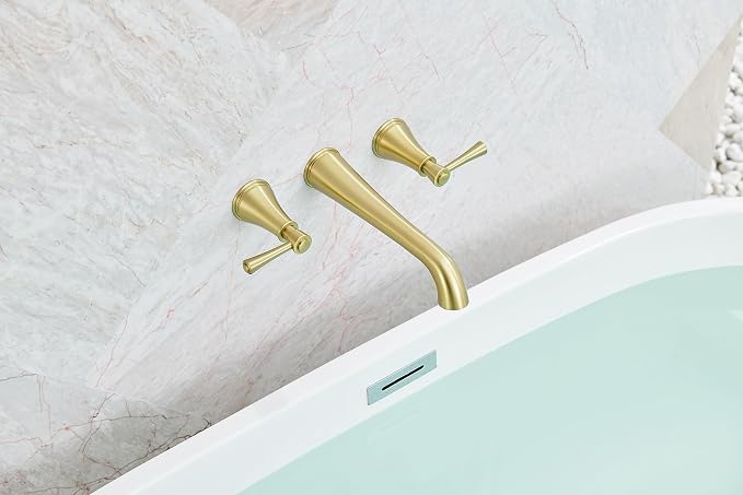 SITGES High Flow Brushed Gold Wall Mount Bathtub Faucet - Image 2