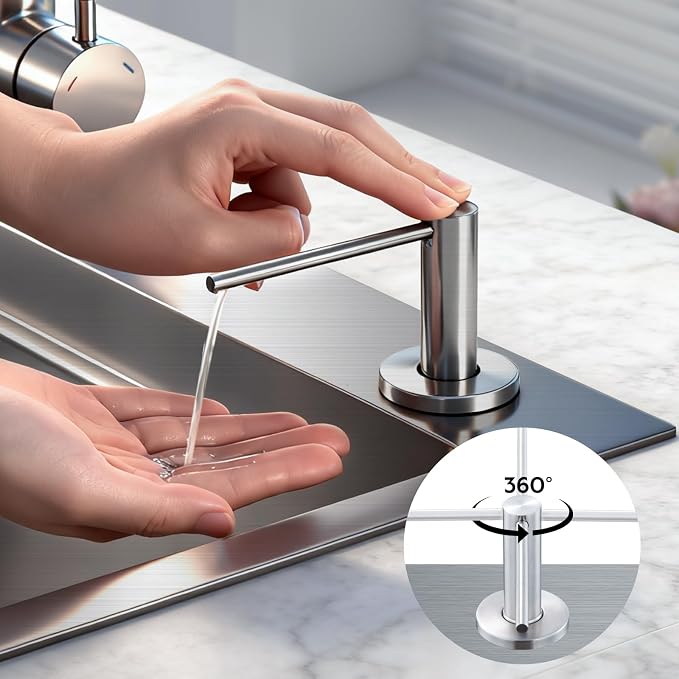 GAPPO Soap Dispenser for Kitchen Sink, Built in Sink Soap Dispenser, Brushed - Image 4