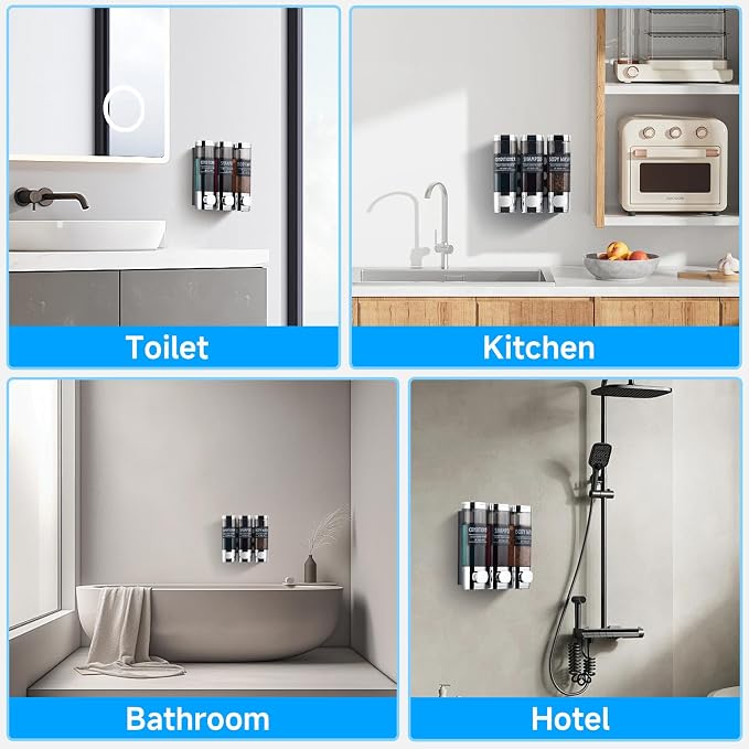 Shampoo and Conditioner Dispenser, GlintGath Shower Dispenser 3 Chamber No - Image 2