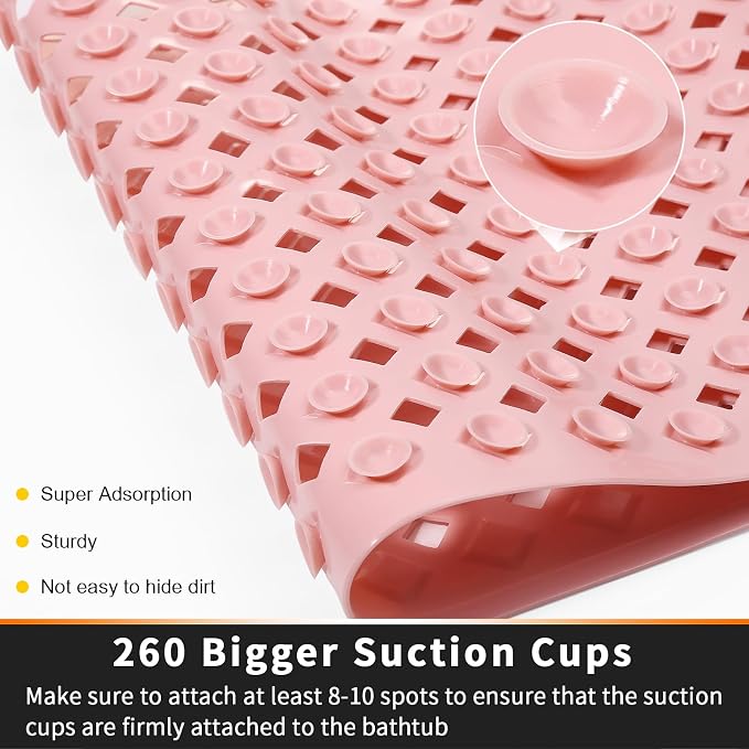 Yimobra Non Slip Bath Mat, Super Strong Suction Cups, 34.5"x15.5"Long Tub Mat - Image 2