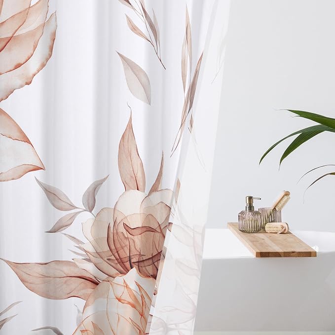 Long Boho Watercolor Floral Shower Curtain 72 x 78, Artistic 78 Inch Long - Image 3