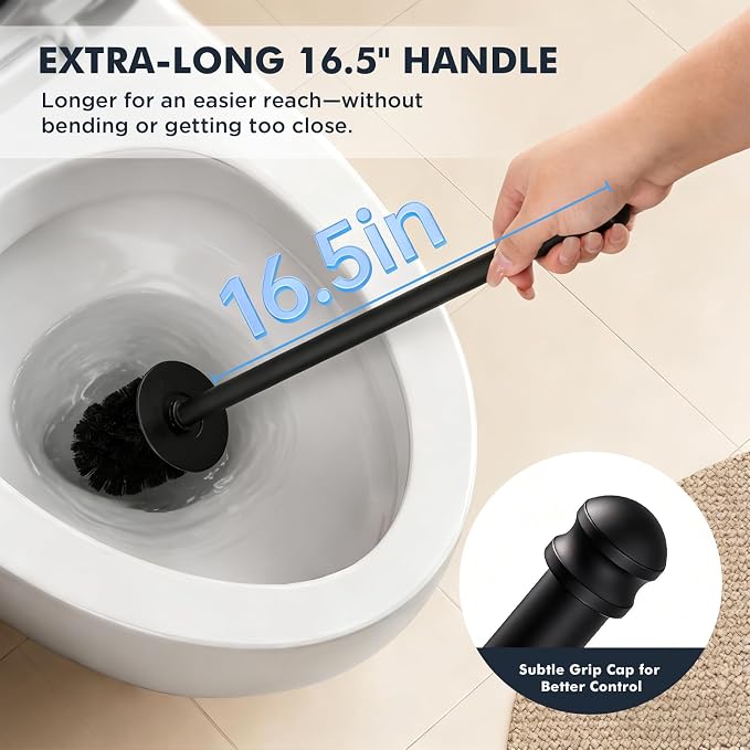 Toilet Brush and Holder Set, Stainless Steel Toilet Bowl Brush - Image 3