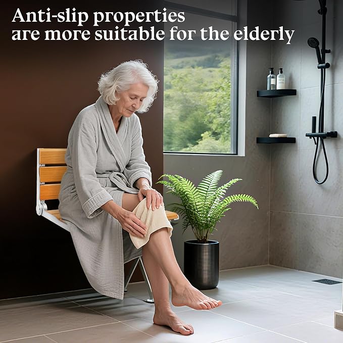 Wall Mounted Shower Seat - 16IN Fold Down Shower Seat - Image 4