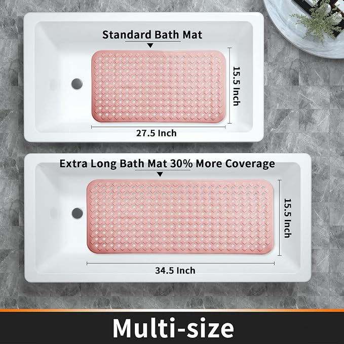 Yimobra Non Slip Bath Mat, Super Strong Suction Cups, 34.5"x15.5"Long Tub Mat - Image 6