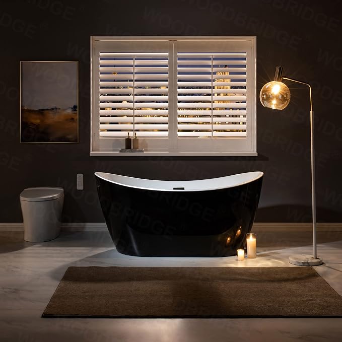 WOODBRIDGE 59" Acrylic Freestanding Bathtub Contemporary Soaking Tub, BTA1816-MB - Image 15