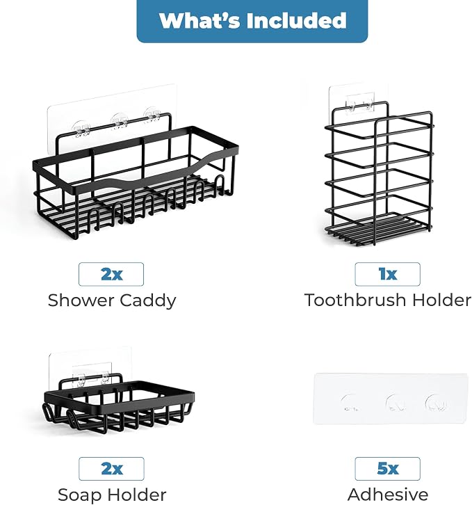 Fab Glass and Mirror 5-Pack Shower Caddy, Bathroom Caddy - Image 6