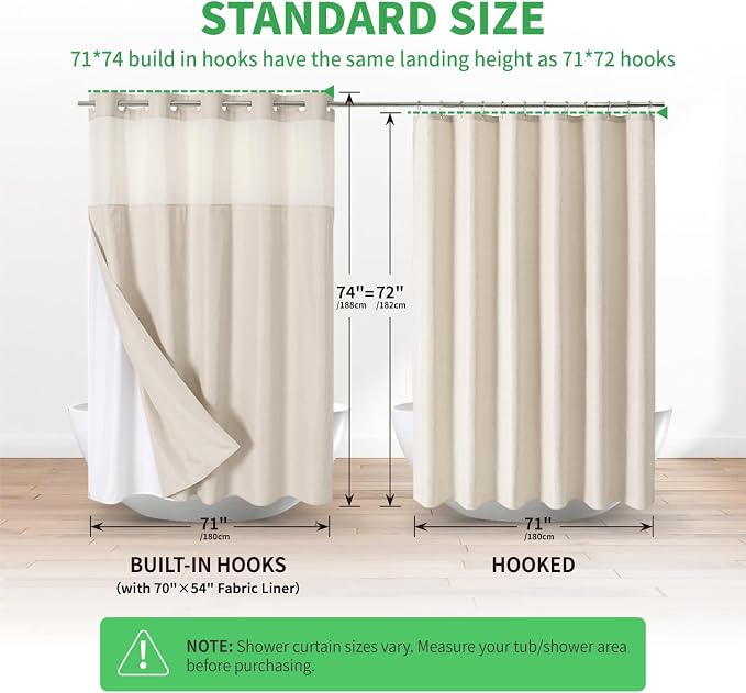Boho Farmhouse No Hook Shower Curtain Set - Image 7