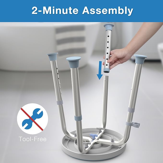 Swivel Shower Stool for Inside Shower, 360° Rotating Bath Stool - Image 7