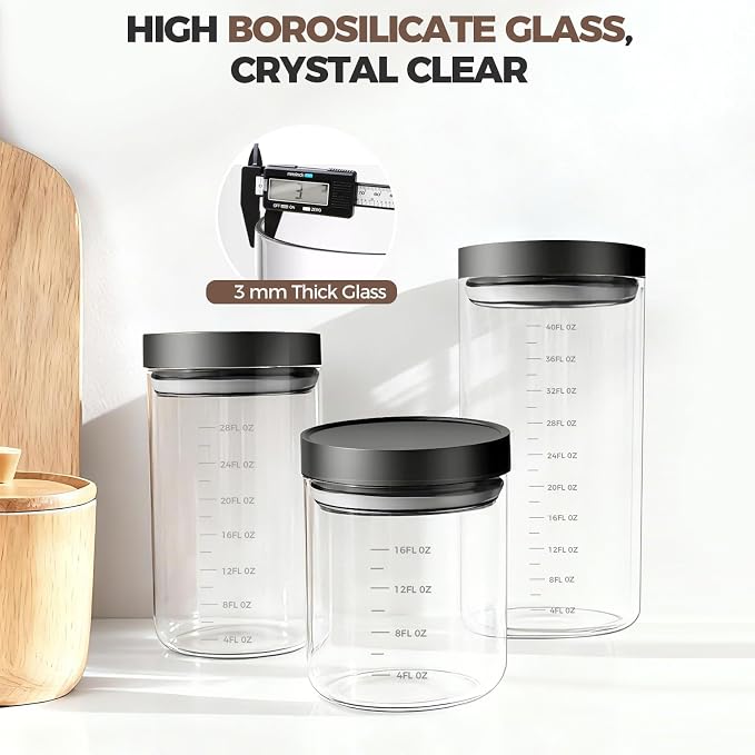 Danbark Set of 3 42oz Airtight Glass Storage Canisters - Image 6