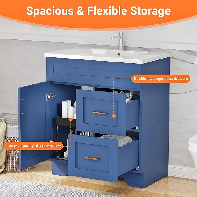 30-Inch Premium Wooden Bathroom Vanity - Image 5