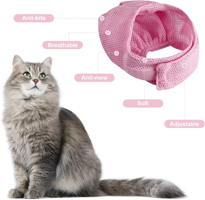 Cat Bathing Bag Set 8 PCS with Cat Shower Net Bag Breathable Mesh Cat Muzzle - Image 3
