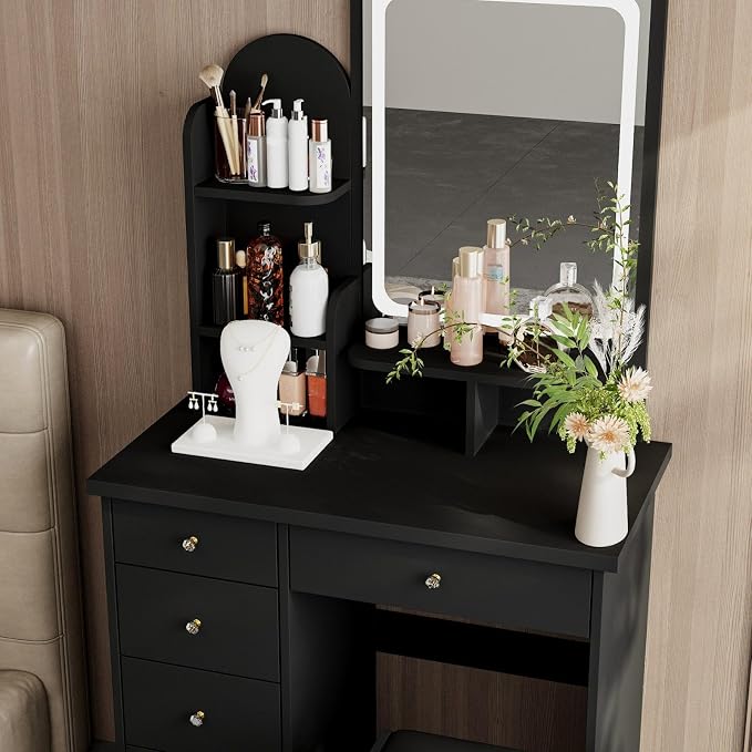 FUFU&GAGA Vanity Set with Rectangular Mirror, Makeup Vanity Dressing Table with - Image 4