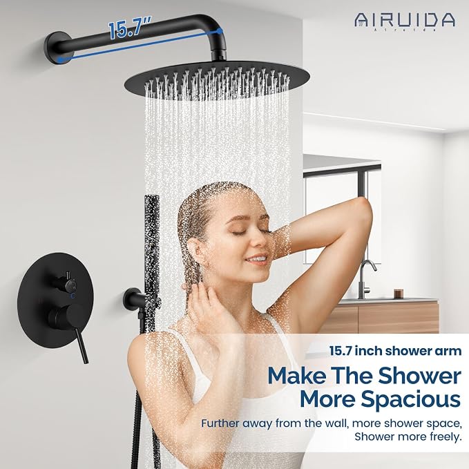 Airuida Shower Fixtures 2 Functions Shower Faucet Set Wall Mounted - Image 2