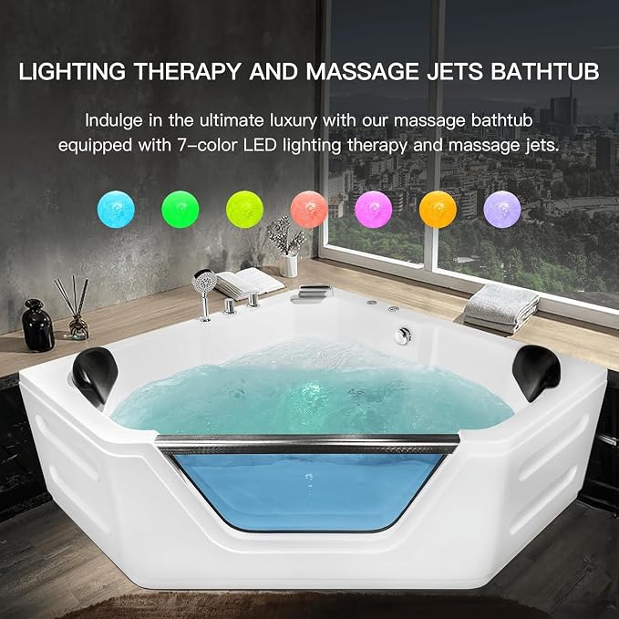 Corner Tub 2 Person Acrylic Whirlpool Bathtub, Spa Bath tub - Image 4
