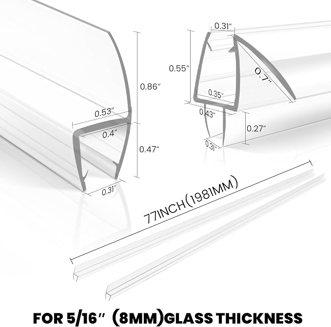 3 Pack Frameless Shower Door Bottom&Side Seal, Stop Water Leaks Bind Doors - Image 5
