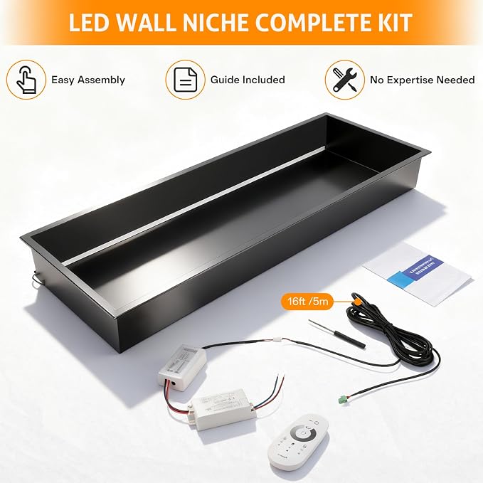 WICHEMI Stainless Steel Shower Niche 36" X 12", No Tile Needed Wall Niche - Image 8