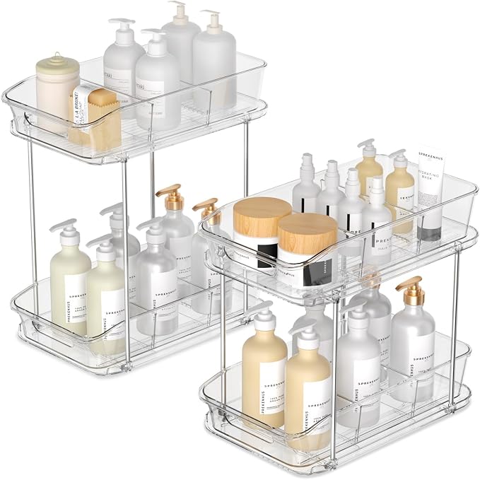 2 Tier Pull-Out Organizer for Bathroom Kitchen, Under Sink Storage by INCOSTAR