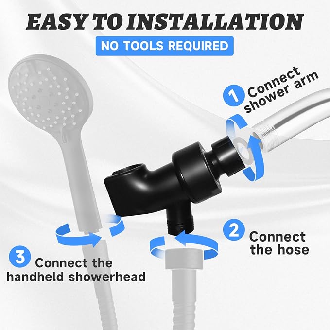 Plastic Shower Head Holder for Hand Held Showerhead Adjustable Shower Arm Mount - Image 4