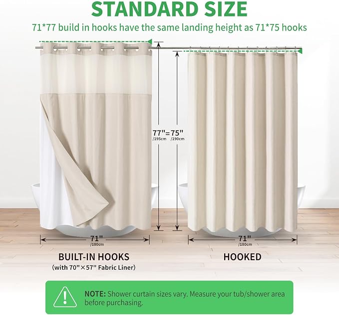 No Hooks Needed Linen Textured Shower Curtain - Image 6