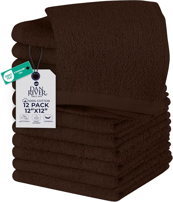 DAN RIVER 12 Pack Wash Cloths for Showering by DanRiver