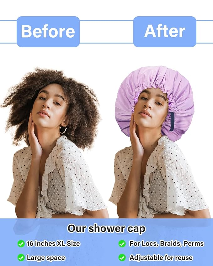 Aquior Shower Cap, Extra Adjustable Shower Caps - Image 8