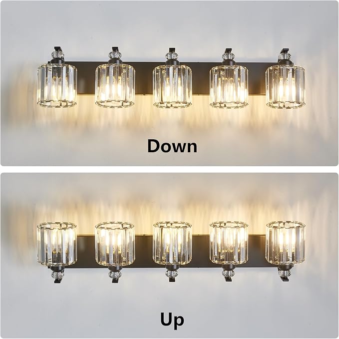 5-Light Black Bathroom Light Fixture Modern Vanity Lights Over Mirror Vintage - Image 9