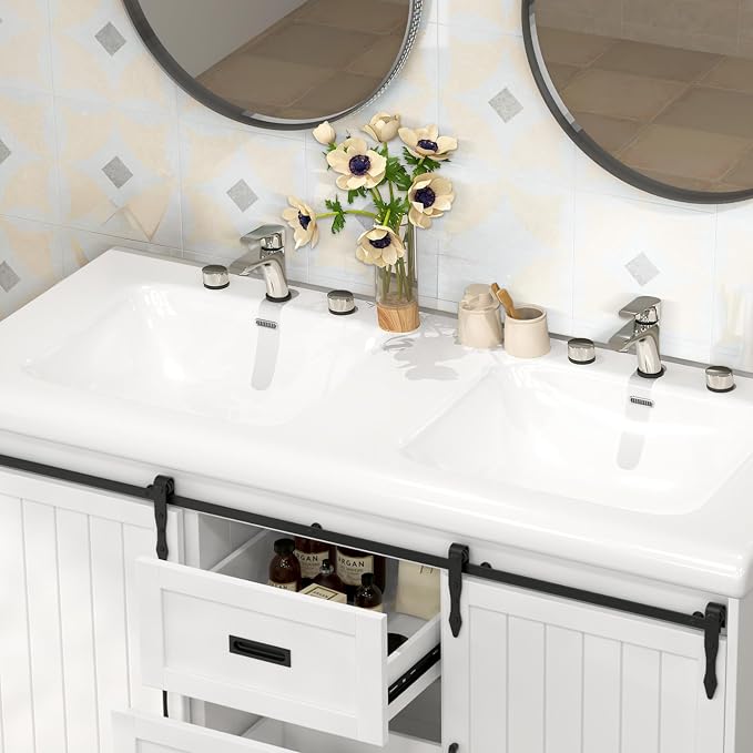 47'' Bathroom Sink Vanity Combo, Large Freestanding Double Bath Vanity Sink Set - Image 8