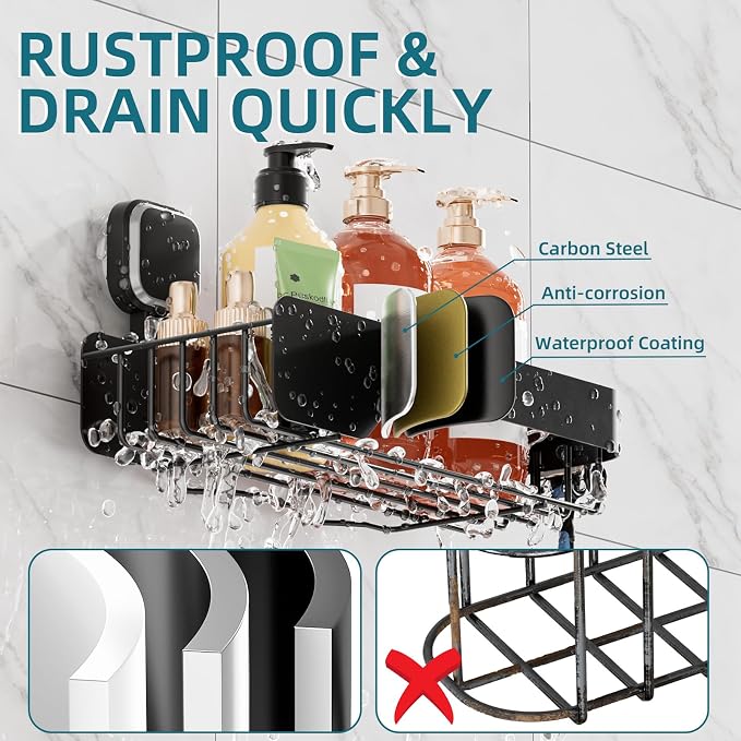 TAILI Shower Caddy Suction Cup 2 Pack, Stainless Steel Rustproof Shower Shelves - Image 9