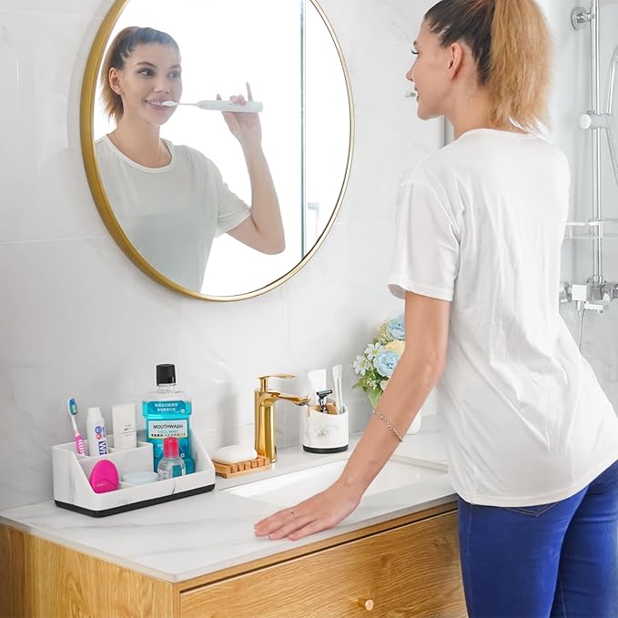 VITVITI Toothbrush Holder for Bathroom, Resin Bathroom Organizer Countertop Sink - Image 2
