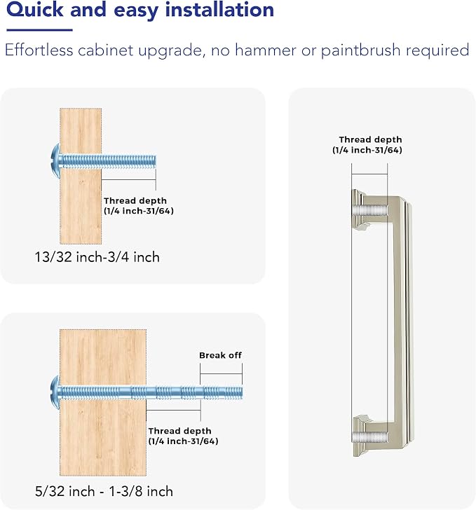 Ravinte Hardware 15 Pack Brushed Nickel Cabinet Pulls, 3-3/4 Inch Hole Center - Image 3