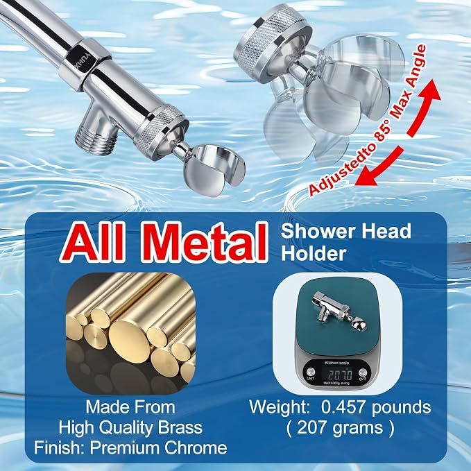 Shower Head Holder All Metal, Brass Adjustable Shower arm Bracket - Image 2