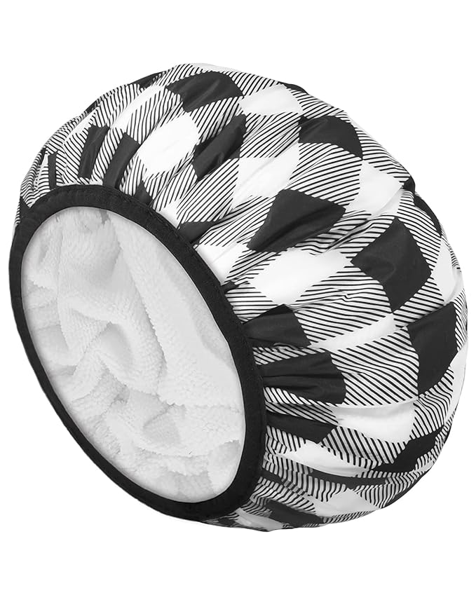 Auban Shower Cap, Shower Cap for Women Terry Cloth Lined EVA Exterior Reusable by Auban