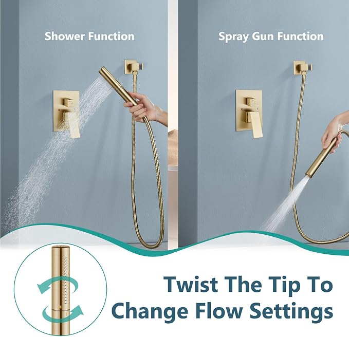 Aolemi Shower System with Rainfall Shower Head and Handheld Wall Mount - Image 3