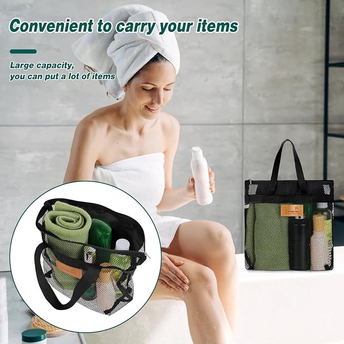 KALIONE Mesh Shower Caddy Bag, Portable Gym Shower Bag, Quick Dry Hanging - Image 8